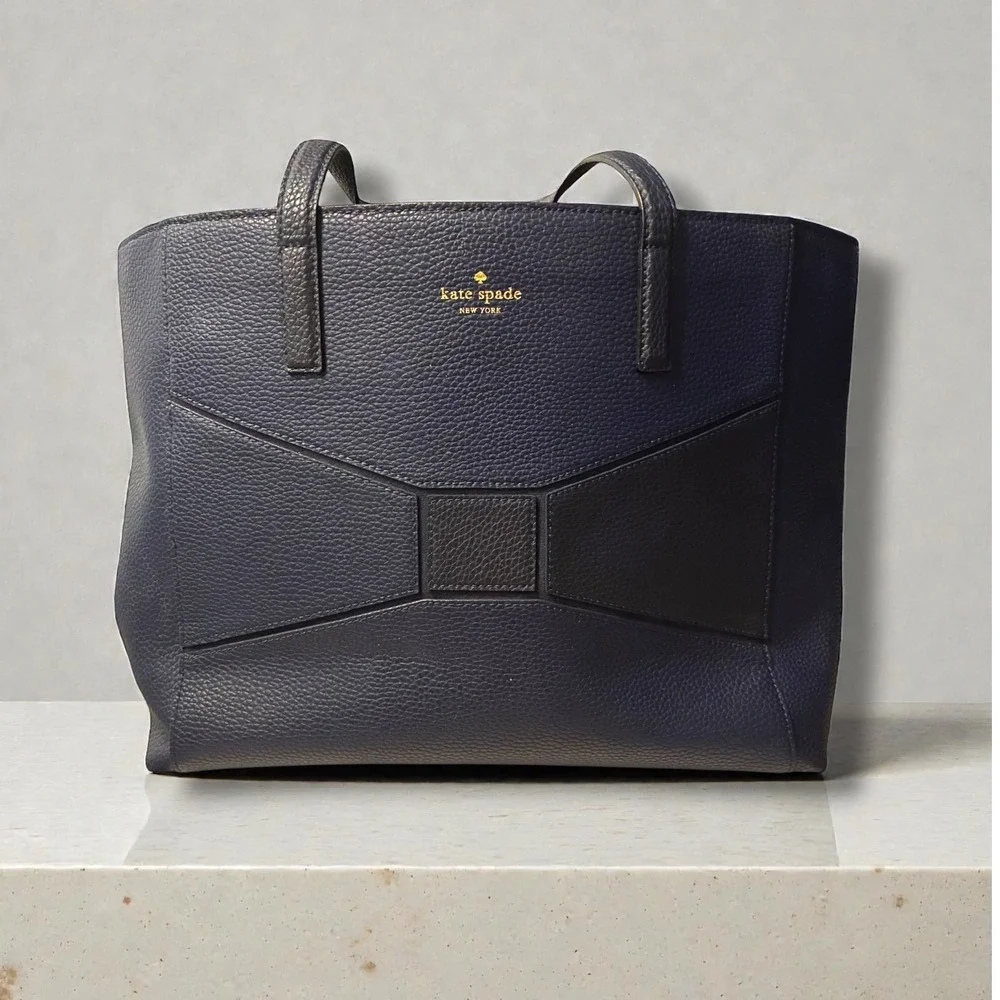 Kate Spade NY Bridge Place Francesca Large Tote French Navy Pebbled Leather NEW